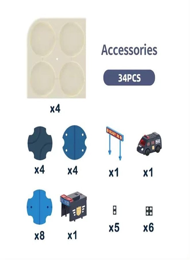 EXOMOON DIY Track Maze Race Car Track Building Block Educational Toy Set Tiles DIY Play Set 2 Light Up Car STEM Learning Construction (Police Car) - Image 4